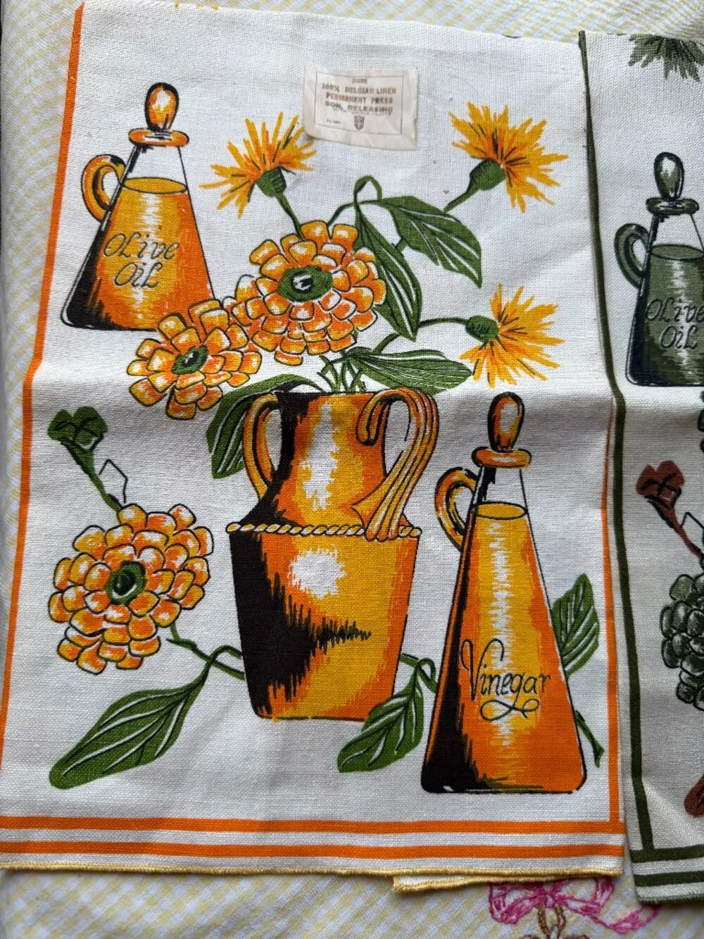 2 Vintage Belgian Linen Tea Towels